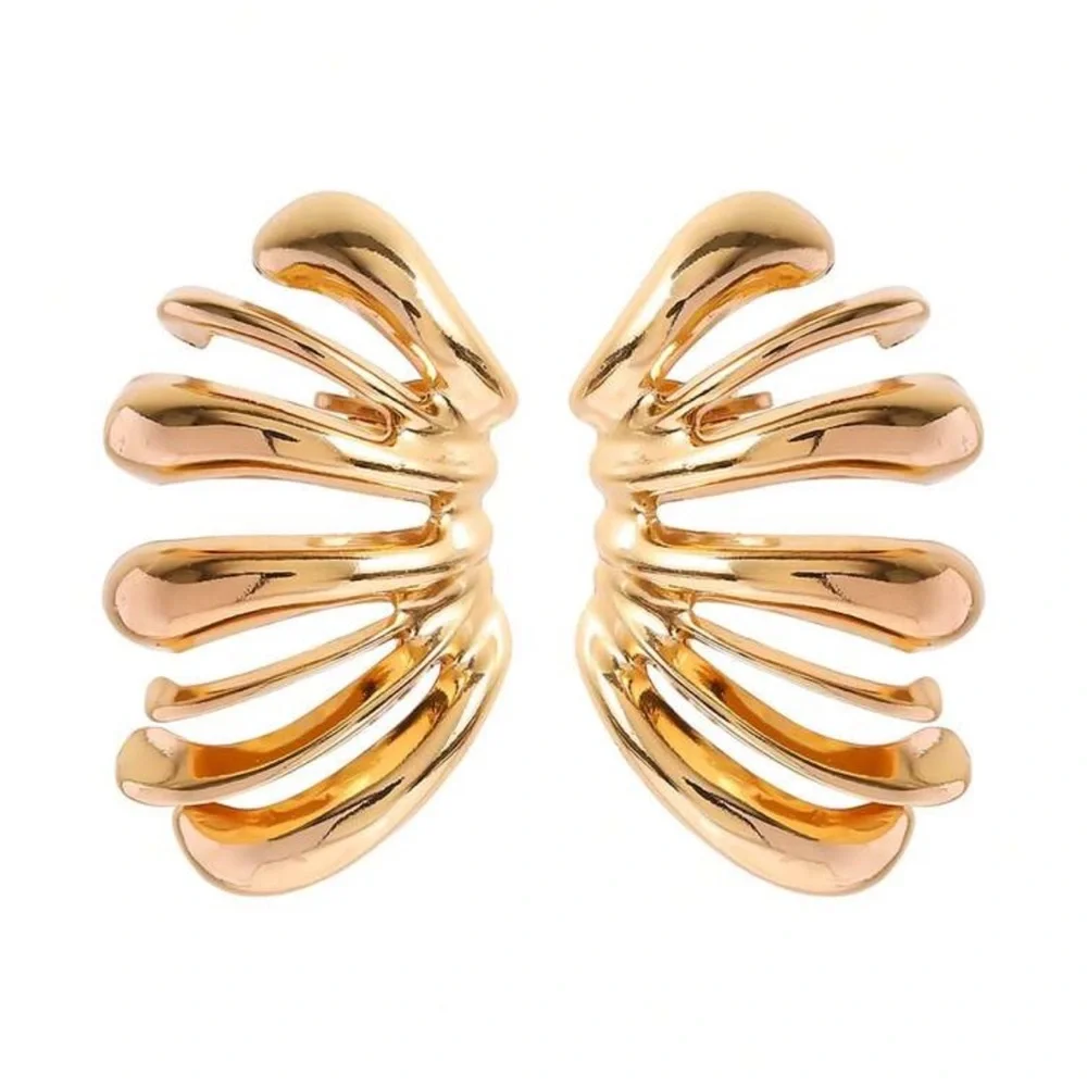 New! Zara Gold Cuff Post Earrings (1057) NWOT - Picture 2 of 2